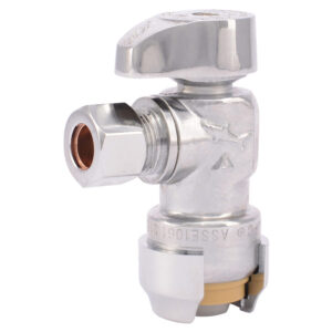 SharkBite 1/2" QC x 3/8" Comp Angle Stop Valve, Lead-Free