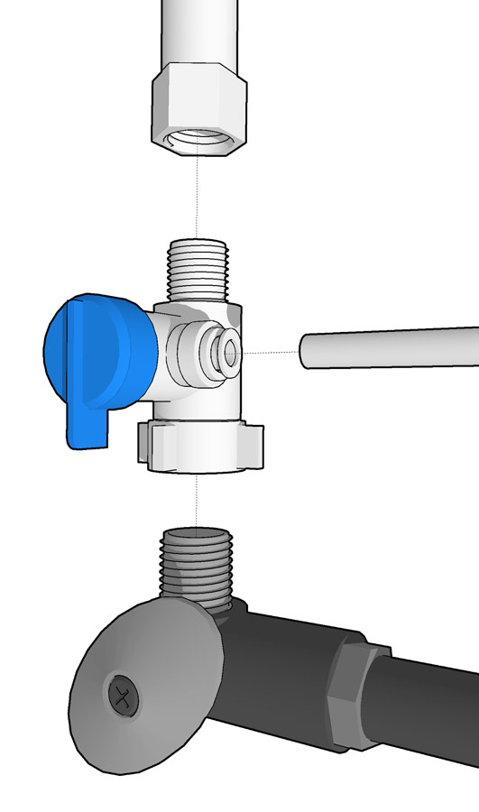 3/8" Angle Stop Connector Valve with 1/2" Adaptors - Image 5