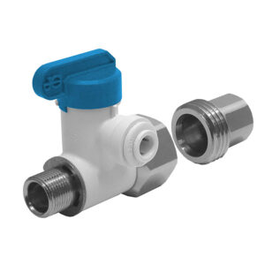 John Guest Angle Stop Adaptor Valve with 1/2" or 3/8" Male Compression x 1/2" or 3/8" Female Compression x 1/4" Quick-Connect Tube - Lead Free