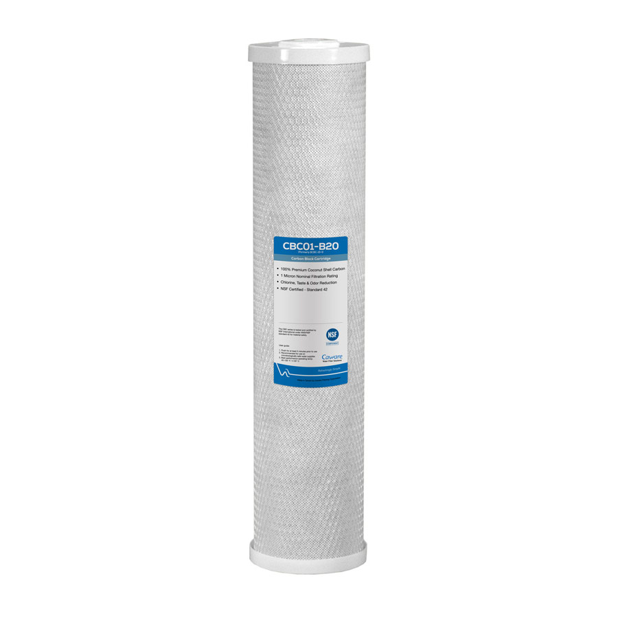 CA Ware 20" x 4.5" Carbon Block Water Filter 1, 5 or 10 Micron