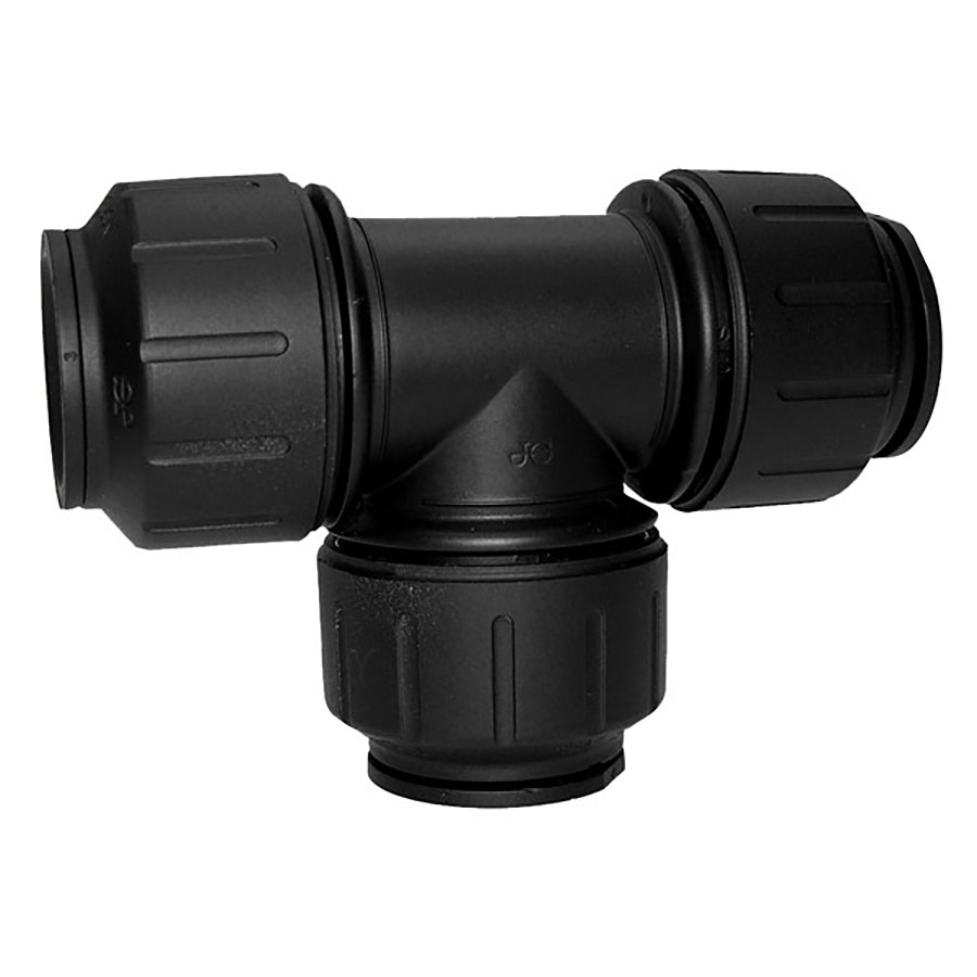 John Guest 3/4" x 3/4" x 3/4" CTS Union Tee (Black Polypropylene)