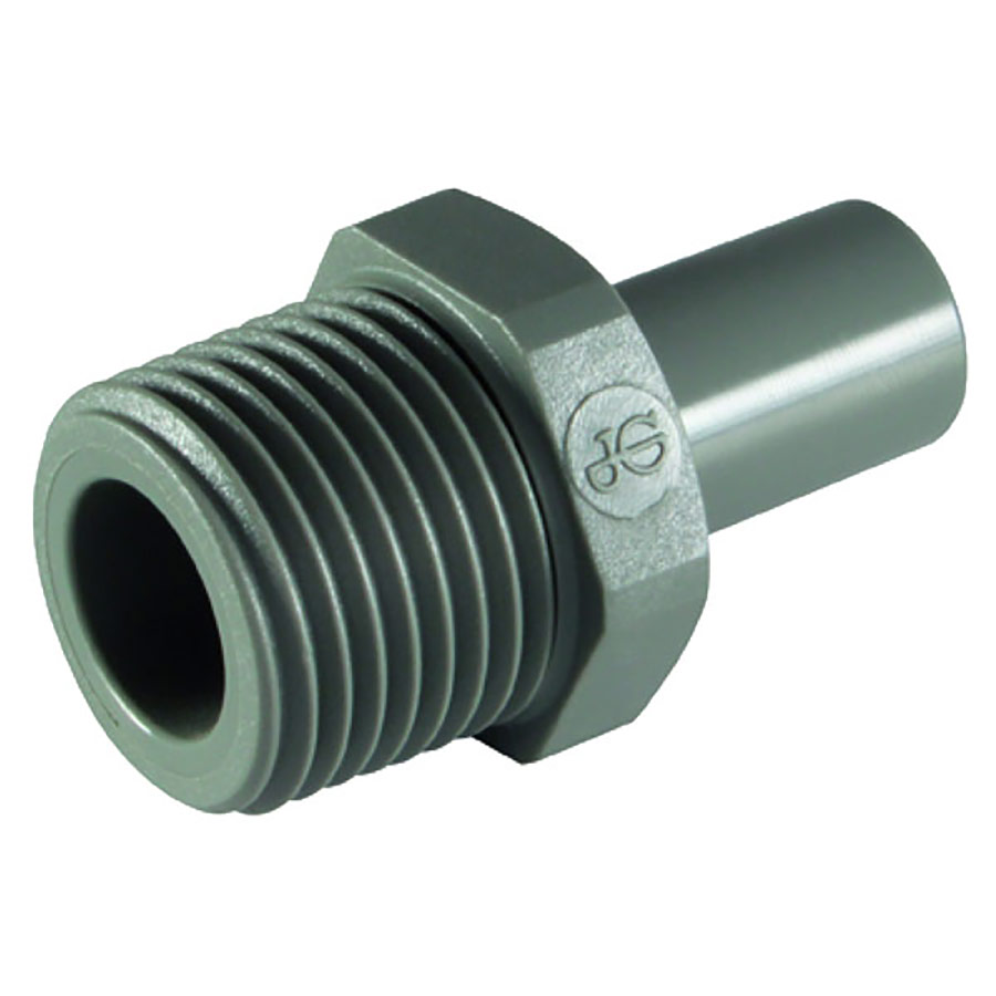 John Guest 1/4" Tube x 1/4" NPTF Stem Adaptor (Acetal)