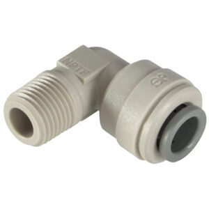 John Guest 3/8" OD x 1/4" NPTF Fixed Elbow (Acetal)