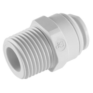 John Guest 1/4" x 3/8" NPTF Male Connector (White Polypropylene)