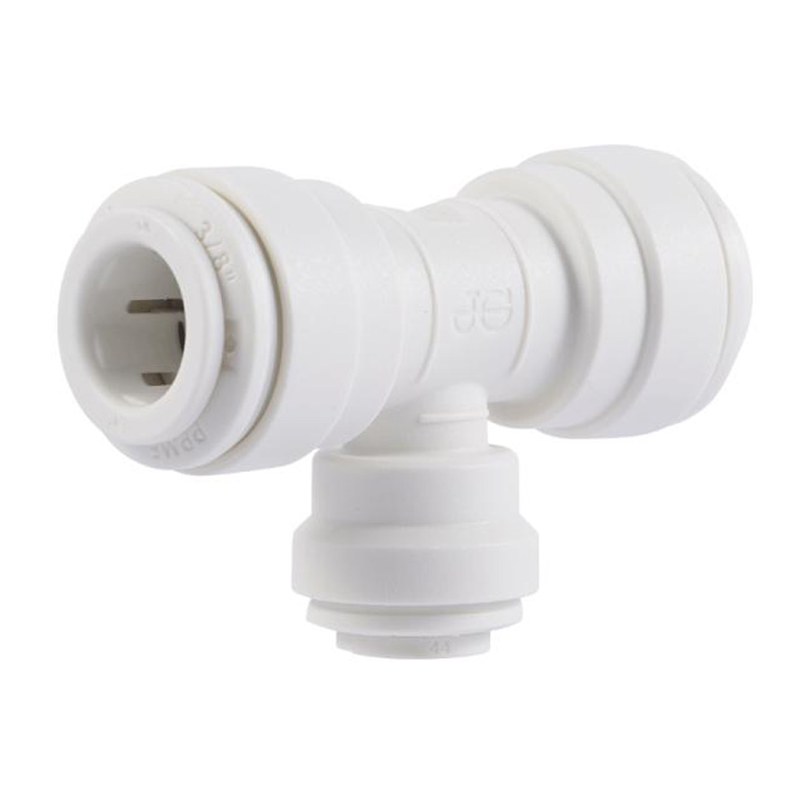 John Guest 3/8" x 3/8" x 1/4" Reducing Branch Flow Tee (White Polypropylene)
