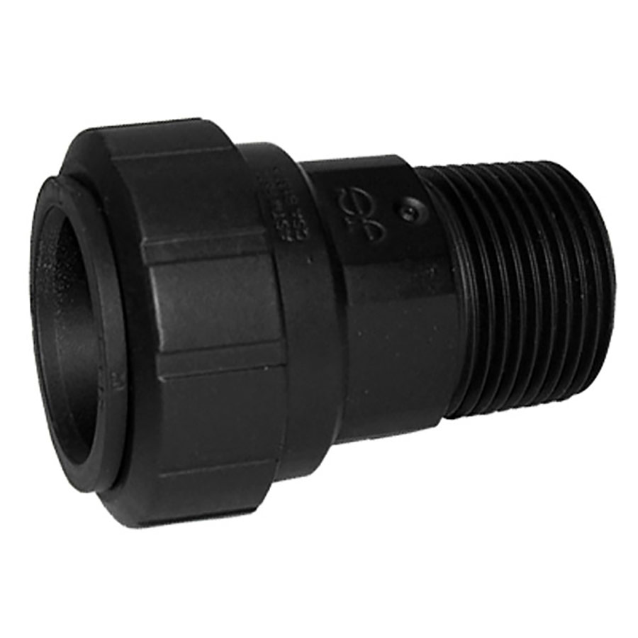 3/4" CTS x 1" John Guest NPT Male Connector (Black Polypropylene)